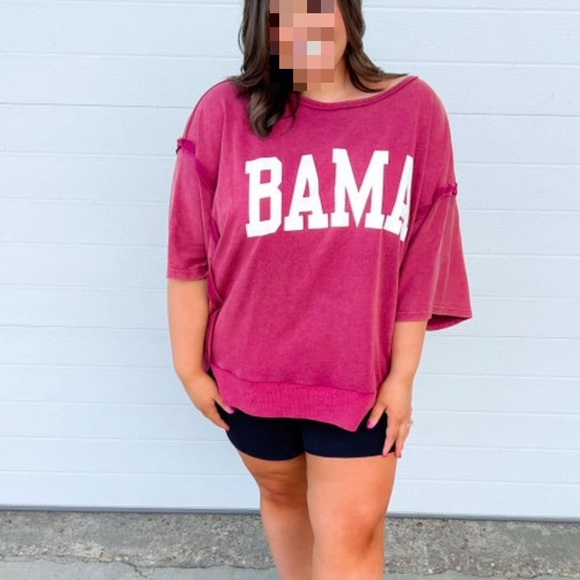 Alabama oversized ODDY Burgundy and White Women's Hoodie - Picture 5 of 5
